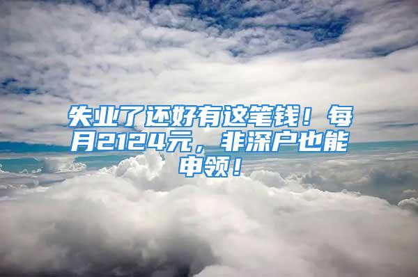 失業(yè)了還好有這筆錢！每月2124元，非深戶也能申領！