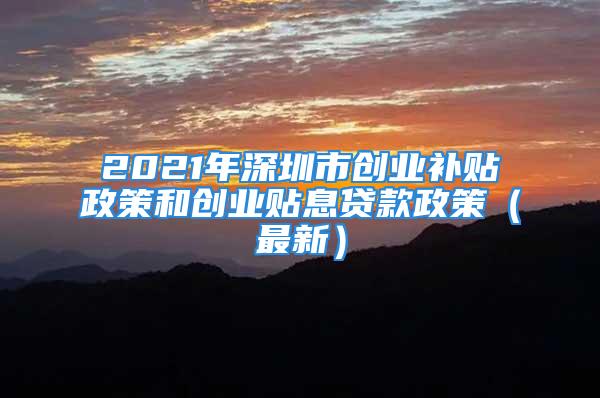 2021年深圳市創(chuàng)業(yè)補貼政策和創(chuàng)業(yè)貼息貸款政策（最新）