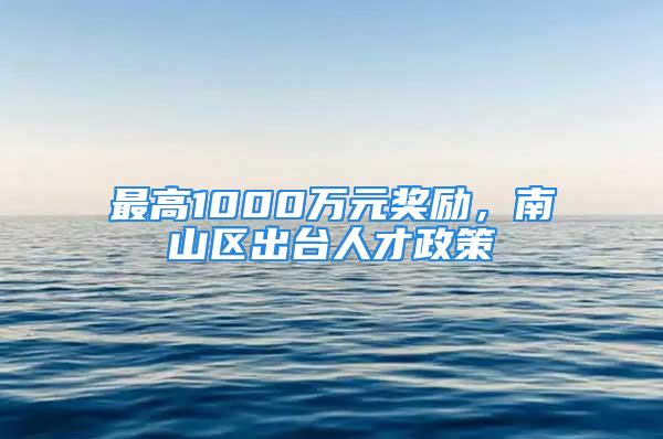 最高1000萬元獎(jiǎng)勵(lì)，南山區(qū)出臺人才政策