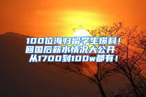 100位海歸留學生爆料！回國后薪水情況大公開 從1700到100w都有！