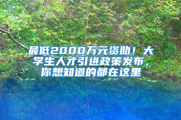 最低2000萬元資助！大學(xué)生人才引進政策發(fā)布，你想知道的都在這里