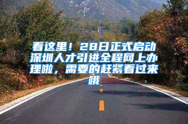 看這里！28日正式啟動深圳人才引進全程網(wǎng)上辦理啦，需要的趕緊看過來哦