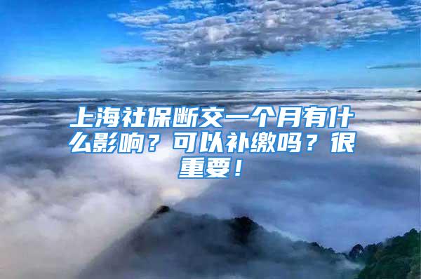 上海社保斷交一個(gè)月有什么影響？可以補(bǔ)繳嗎？很重要！