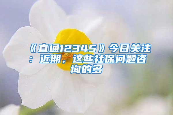 《直通12345》今日關(guān)注：近期，這些社保問題咨詢的多