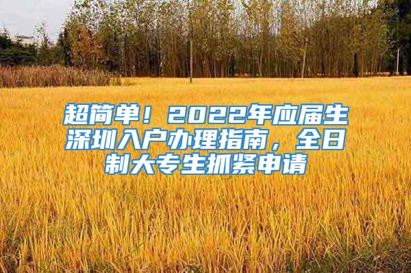 超簡(jiǎn)單！2022年應(yīng)屆生深圳入戶辦理指南，全日制大專生抓緊申請(qǐng)