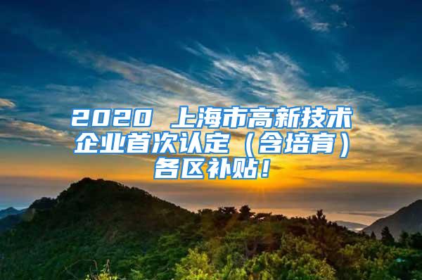 2020 上海市高新技術(shù)企業(yè)首次認(rèn)定（含培育）各區(qū)補(bǔ)貼！