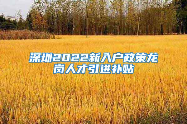 深圳2022新入戶政策龍崗人才引進(jìn)補(bǔ)貼