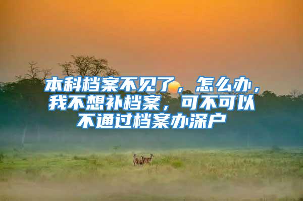 本科檔案不見了，怎么辦，我不想補檔案，可不可以不通過檔案辦深戶