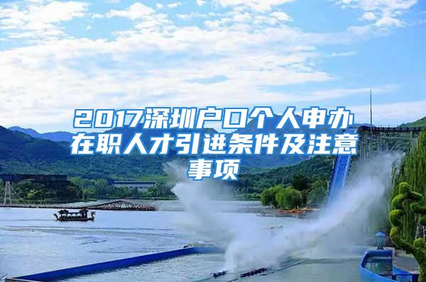 2017深圳戶口個人申辦在職人才引進條件及注意事項