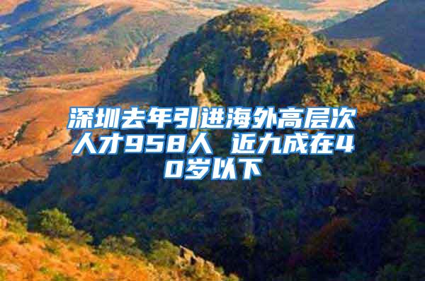 深圳去年引進(jìn)海外高層次人才958人 近九成在40歲以下