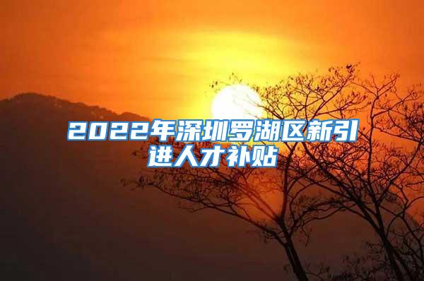 2022年深圳羅湖區(qū)新引進人才補貼