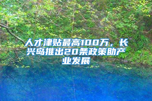 人才津貼最高100萬，長興島推出20條政策助產(chǎn)業(yè)發(fā)展