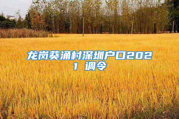 龍崗葵涌村深圳戶口2021 調(diào)令