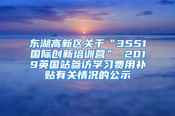 東湖高新區(qū)關(guān)于“3551國(guó)際創(chuàng)新培訓(xùn)營(yíng)” 2019英國(guó)站參訪學(xué)習(xí)費(fèi)用補(bǔ)貼有關(guān)情況的公示