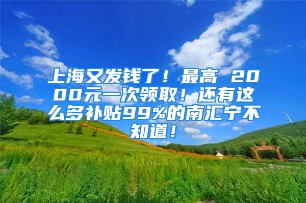 上海又發(fā)錢了！最高 2000元一次領(lǐng)取！還有這么多補(bǔ)貼99%的南匯寧不知道！