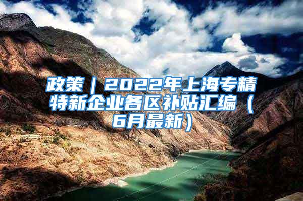 政策｜2022年上海專精特新企業(yè)各區(qū)補(bǔ)貼匯編（6月最新）