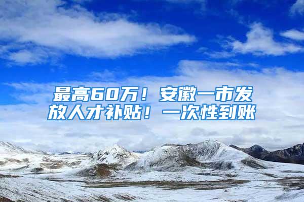 最高60萬(wàn)！安徽一市發(fā)放人才補(bǔ)貼！一次性到賬