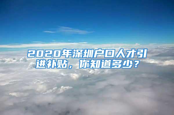 2020年深圳戶口人才引進(jìn)補(bǔ)貼，你知道多少？