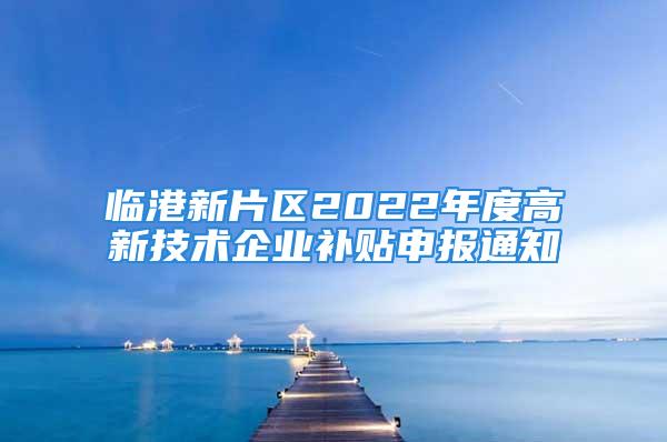 臨港新片區(qū)2022年度高新技術(shù)企業(yè)補貼申報通知