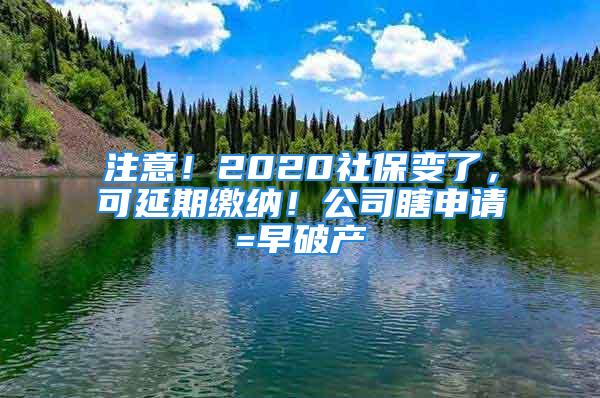 注意！2020社保變了，可延期繳納！公司瞎申請=早破產