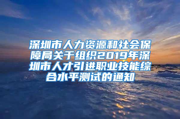 深圳市人力資源和社會保障局關(guān)于組織2019年深圳市人才引進(jìn)職業(yè)技能綜合水平測試的通知