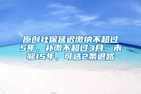 原創(chuàng)社保延遲繳納不超過5年，補繳不超過3月，未夠15年，可選2條退路