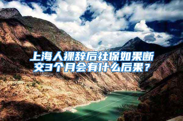 上海人裸辭后社保如果斷交3個(gè)月會(huì)有什么后果？