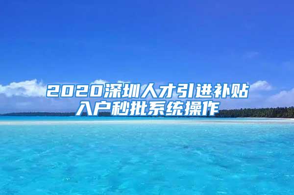 2020深圳人才引進(jìn)補(bǔ)貼入戶秒批系統(tǒng)操作