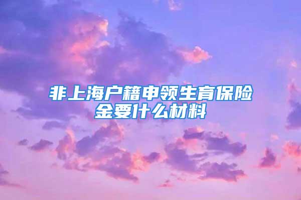 非上海戶籍申領生育保險金要什么材料