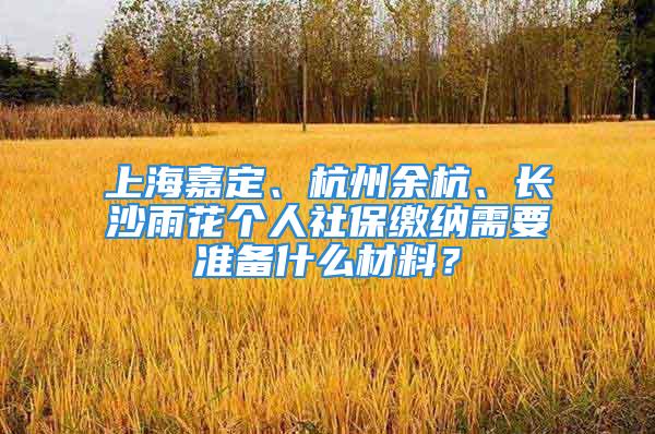 上海嘉定、杭州余杭、長沙雨花個(gè)人社保繳納需要準(zhǔn)備什么材料？