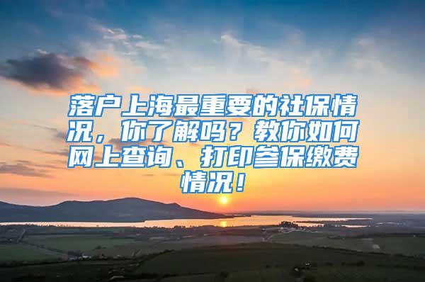 落戶上海最重要的社保情況，你了解嗎？教你如何網(wǎng)上查詢、打印參保繳費情況！