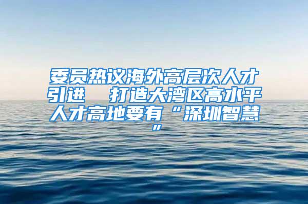 委員熱議海外高層次人才引進(jìn)  打造大灣區(qū)高水平人才高地要有“深圳智慧”