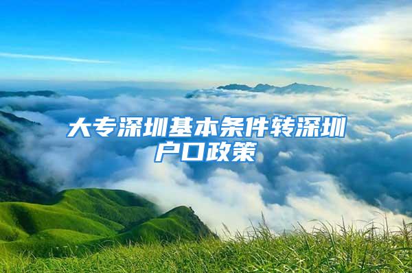 大專深圳基本條件轉(zhuǎn)深圳戶口政策