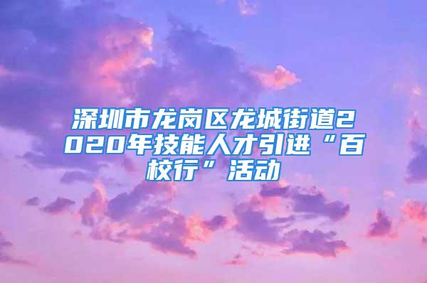 深圳市龍崗區(qū)龍城街道2020年技能人才引進“百校行”活動