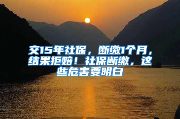 交15年社保，斷繳1個(gè)月，結(jié)果拒賠！社保斷繳，這些危害要明白