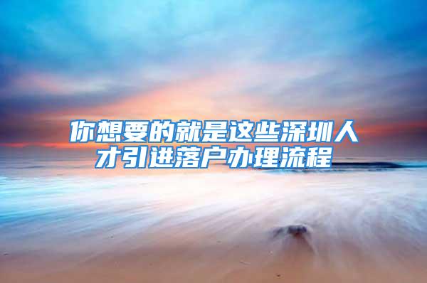 你想要的就是這些深圳人才引進(jìn)落戶辦理流程