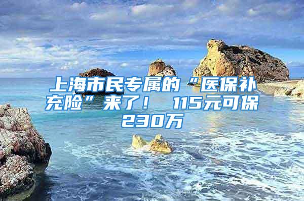 上海市民專屬的“醫(yī)保補(bǔ)充險(xiǎn)”來(lái)了！ 115元可保230萬(wàn)→