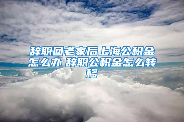 辭職回老家后上海公積金怎么辦　辭職公積金怎么轉(zhuǎn)移