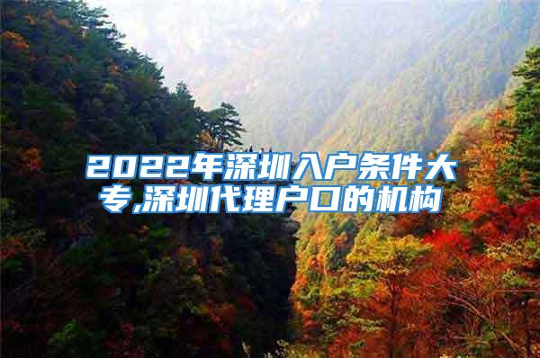 2022年深圳入戶條件大專,深圳代理戶口的機構