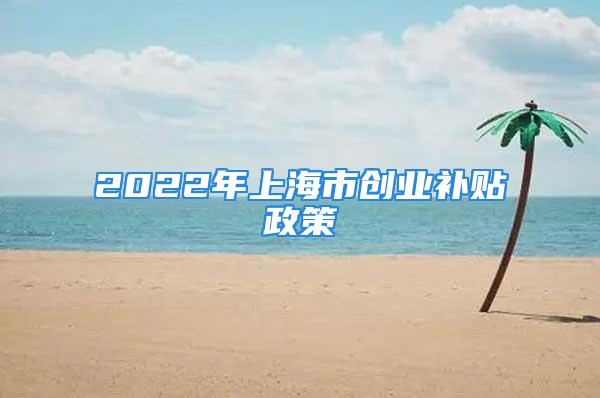 2022年上海市創(chuàng)業(yè)補(bǔ)貼政策