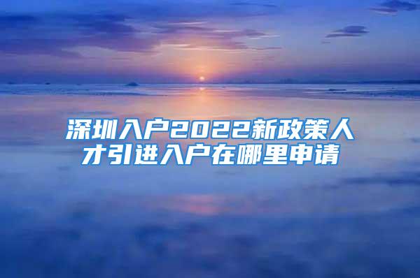 深圳入戶2022新政策人才引進(jìn)入戶在哪里申請(qǐng)