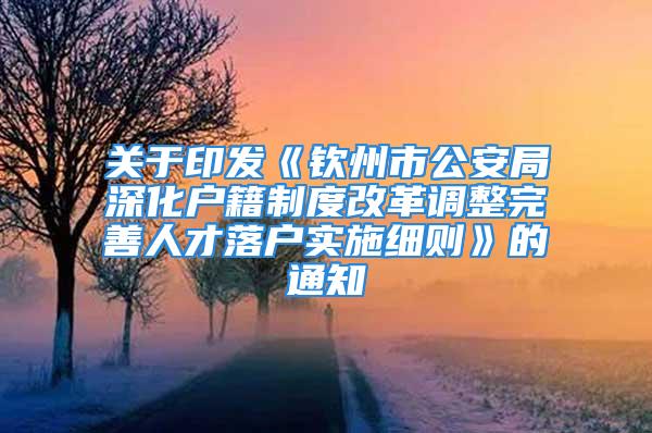 關于印發(fā)《欽州市公安局深化戶籍制度改革調整完善人才落戶實施細則》的通知