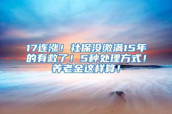 17連漲！社保沒繳滿15年的有救了！5種處理方式！養(yǎng)老金這樣算！