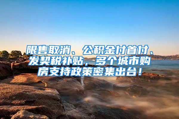 限售取消、公積金付首付、發(fā)契稅補(bǔ)貼，多個(gè)城市購房支持政策密集出臺！