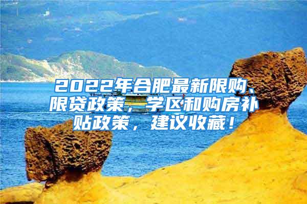 2022年合肥最新限購、限貸政策，學(xué)區(qū)和購房補貼政策，建議收藏！