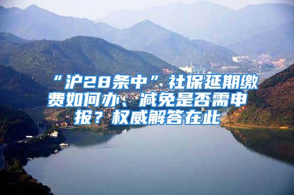 “滬28條中”社保延期繳費(fèi)如何辦、減免是否需申報(bào)？權(quán)威解答在此→