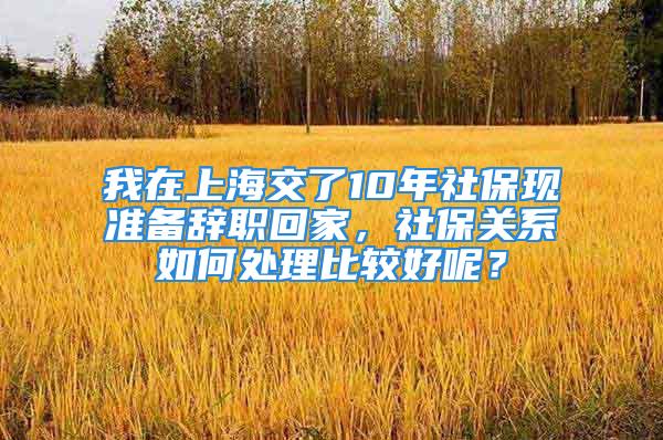 我在上海交了10年社?，F(xiàn)準(zhǔn)備辭職回家，社保關(guān)系如何處理比較好呢？