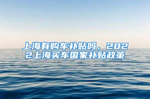 上海有購車補貼嗎，2022上海買車國家補貼政策