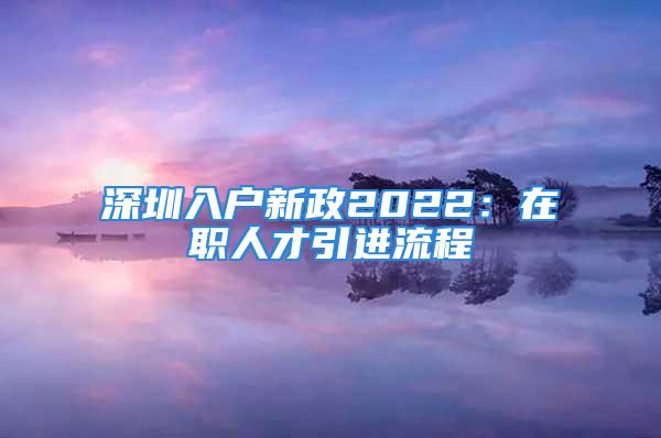 深圳入戶新政2022：在職人才引進(jìn)流程