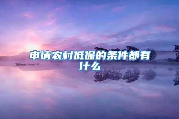 申請(qǐng)農(nóng)村低保的條件都有什么